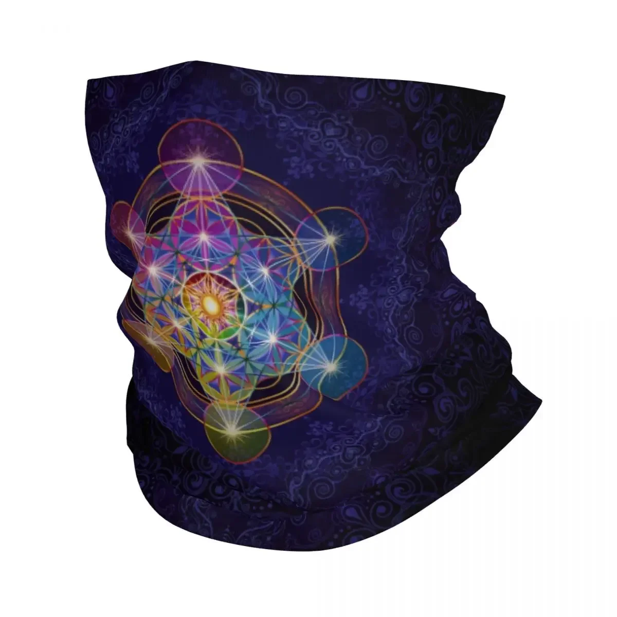 Metatron's Cube Merkabah Bandana Neck Gaiter Windproof Face Scarf Cover Women Men Flower of Life Headwear Tube Balaclava