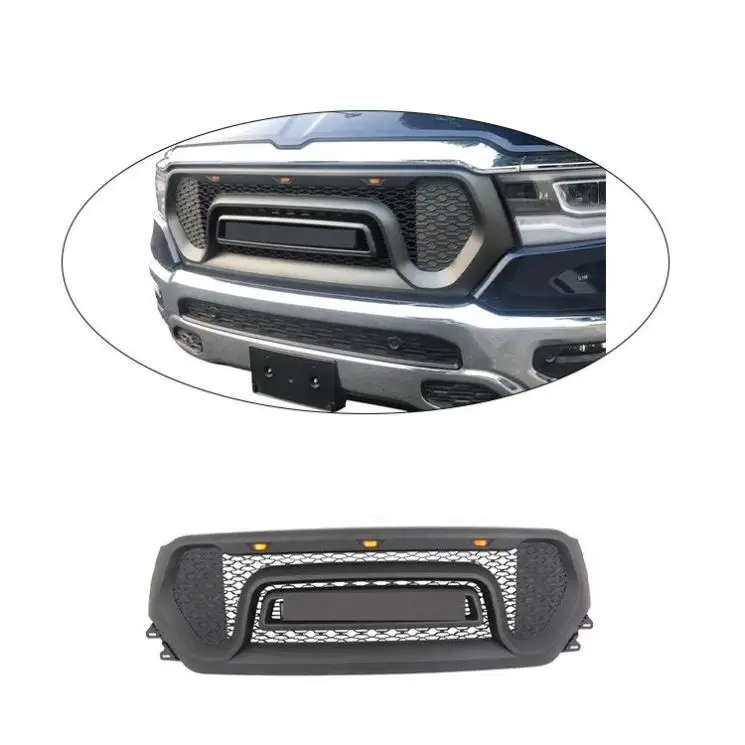 

19+ Hot sales pickup accessories ABS car front bumper grille with light for dodge ram 1500