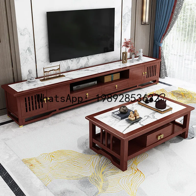 XL Solid Wood Rock Slab Coffee Table TV Cabinet Chinese Style Zen Light Luxury Combination Living Room Furniture Wall Cabinet