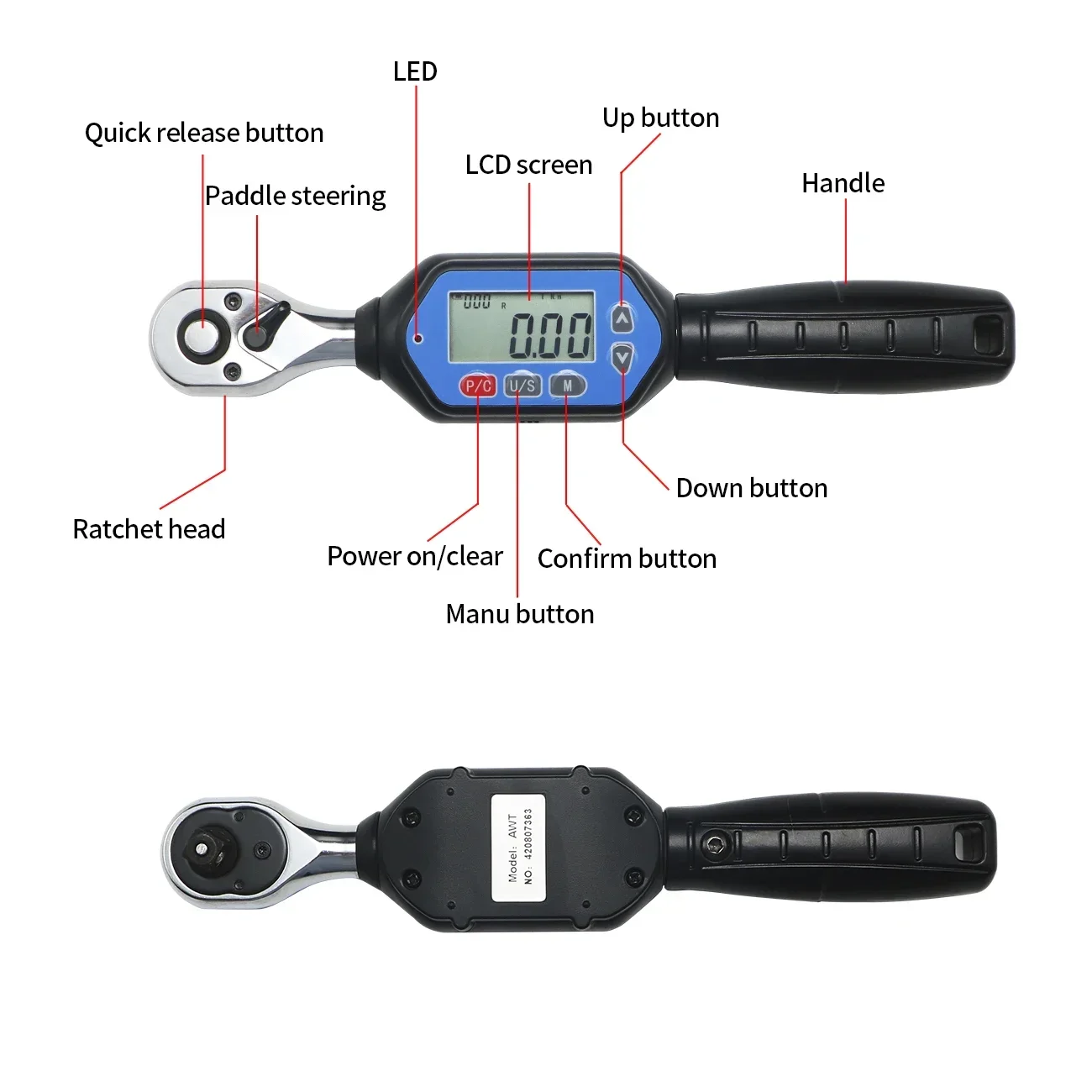 Shahe Preset Torque Wrench 1.8~60N.m 3/8'' Adjustable Torque Precise Ratchet Wrench Repair Kit Set