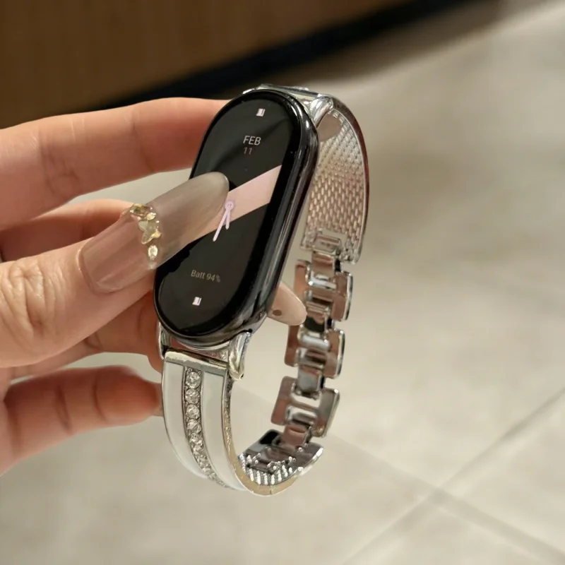 

Металлический ремешок с инкрустацией стразами, подходящий для Xiaomi Band 8Pro/9Pro, для Mi Band 3/4/5/6/7, 8/8NFC/9/9NFC/10/10NFC, для Redmi Watch.