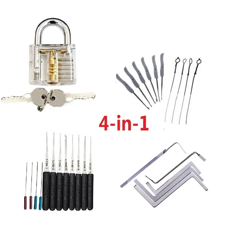 Suministros de cerrajero 5 en 1, herramientas de mano, juego de selección de bloqueo, llave de tensión de fila, llave rota, Extractor automático, quitar gancho, Hardware