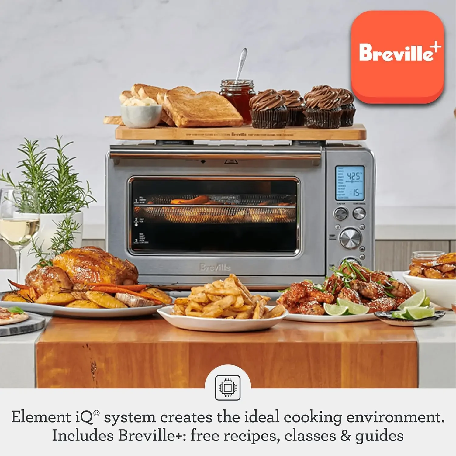 Air Fryer, Convection Countertop Oven, Air Fryer Toaster Oven Comb Brushed Stainless Steel