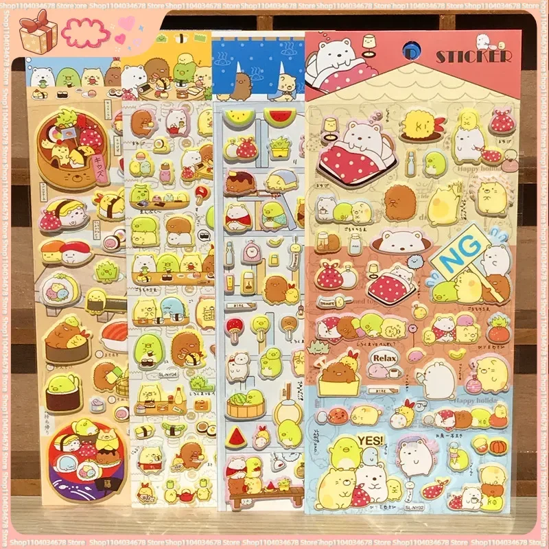 

4pcs Kawaii Sumikko 3d Bubble Stickers Sakura Creative Girl'S Diy Phone Case Camera Decoration Children'S Reward Toy Hot Selling
