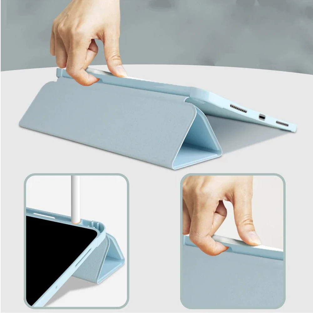 Pencil Case for iPad 9.7 10.2 10.5 5th 6th 7th 8th 9th Generation Air 1 2 3 Pro 10.5 Trifold Stand Flip Cover With Pencil Holder image 5