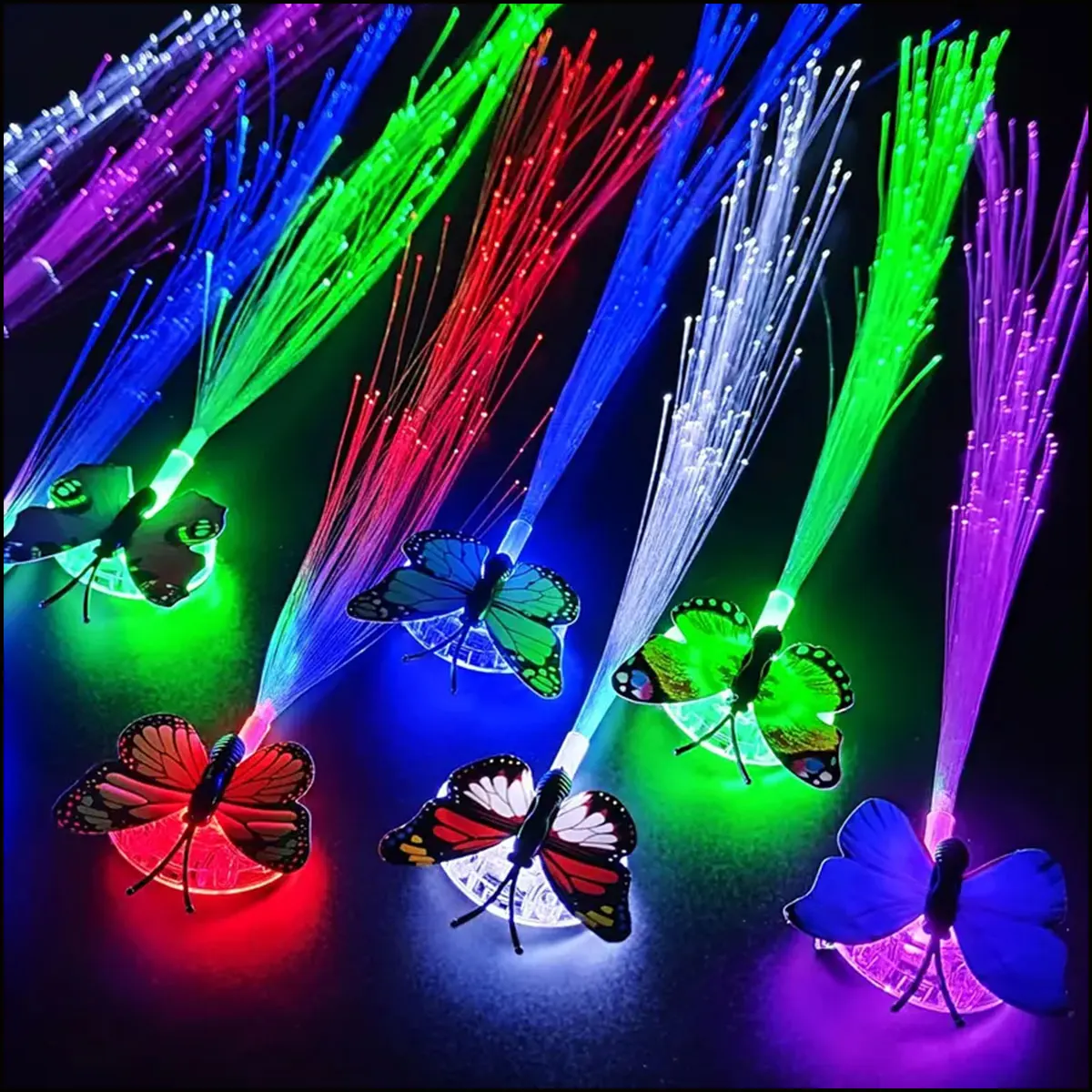 5pcs Led Glow Butterfly Hair Clips Led Light Fiber Optic Hair Braid Barrettes Glow-In-The-Dark Fairy Braids for Parties & Events