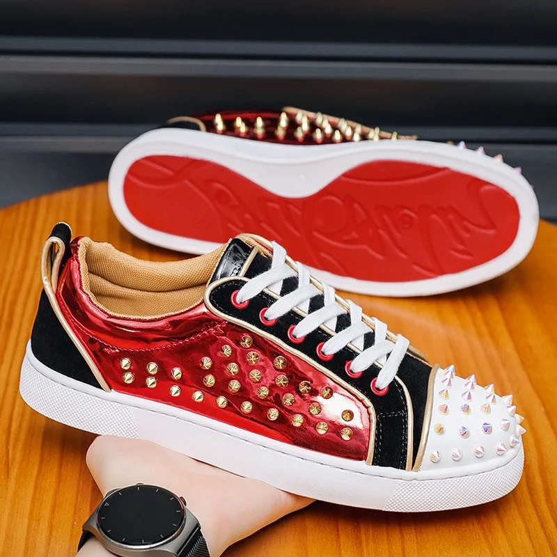 

European Station Men's Fashion hip-hop skateboard Shoes sneakers shoes man Rivets Night Club Show Coiffeur street dance Shoes