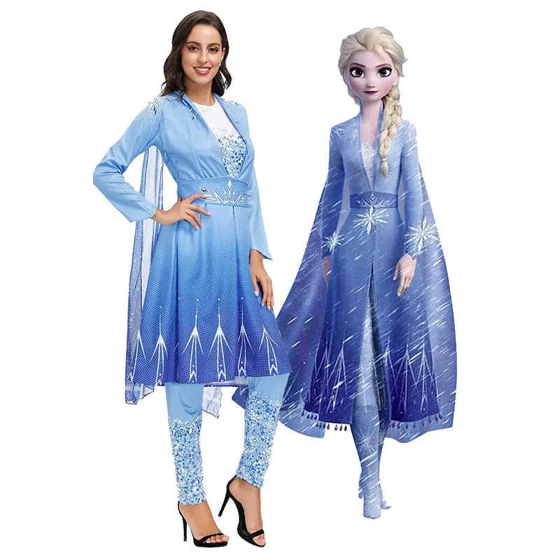 

Cosplay Snow Queen Adult Elsa Dress Costume Halloween Cosplay Elsa Anna Costume Princess Ice Queen Outfit Full Sets