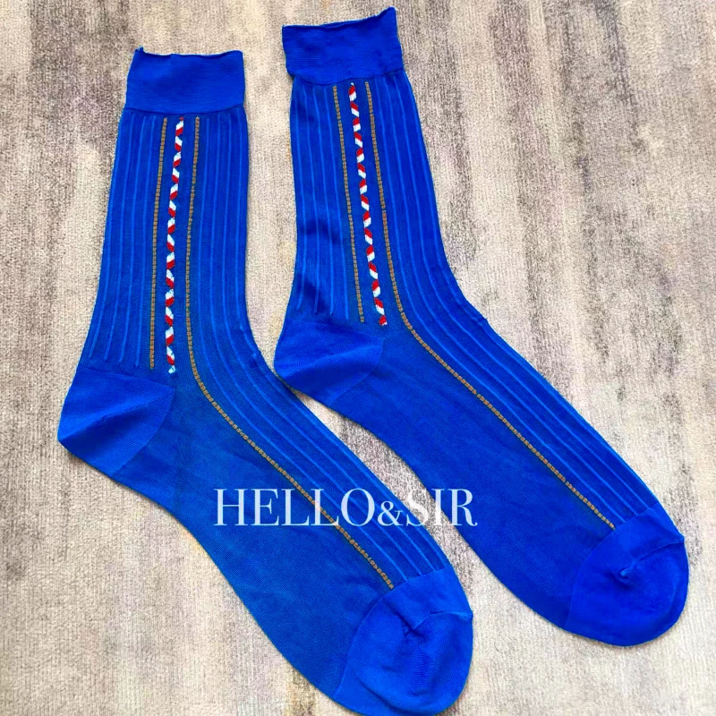 

Multicolour Gentleman's Socks Retro Nylon Striped Dress Socks Mans Soft Breathable Jacquard Pattern Premium Male Business Socks