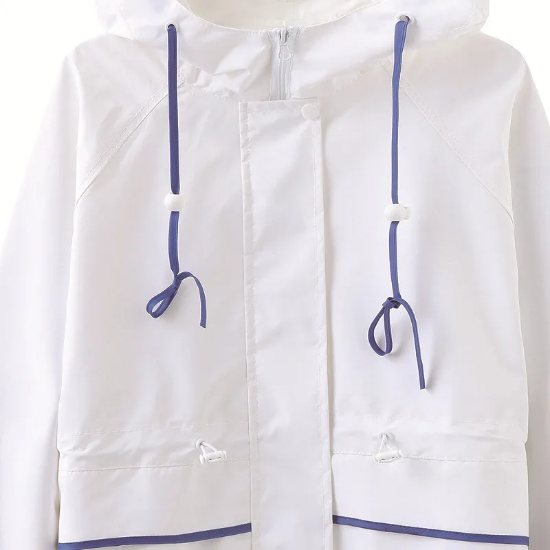 Long trench coat, new outdoor hooded raincoat view 3