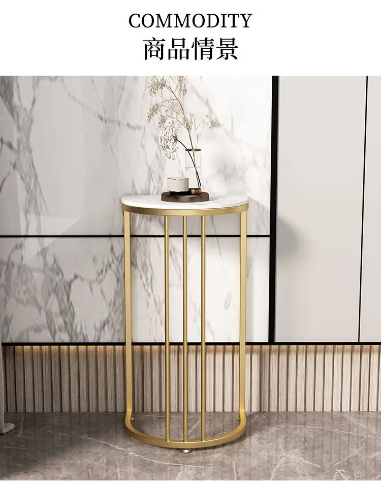 

Italian light luxury rock slab flower pot frame, simple shelf, living room art flower table next to TV cabinet, creative