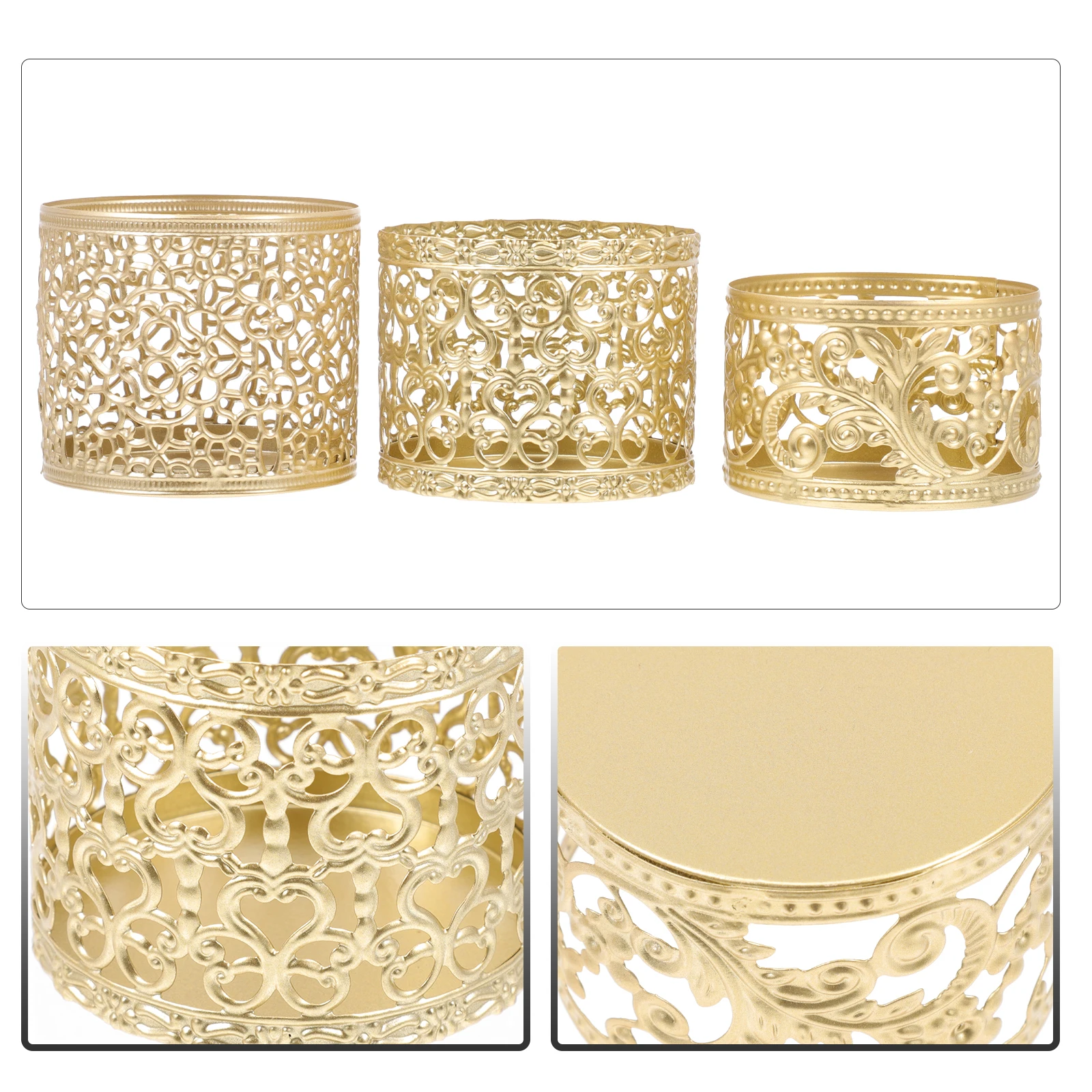 

3pcs Iron Hollow-Out Candlestick Vintage Style Decorative Desktop Ornament For Home Hotel Bar Decorative Candleholder