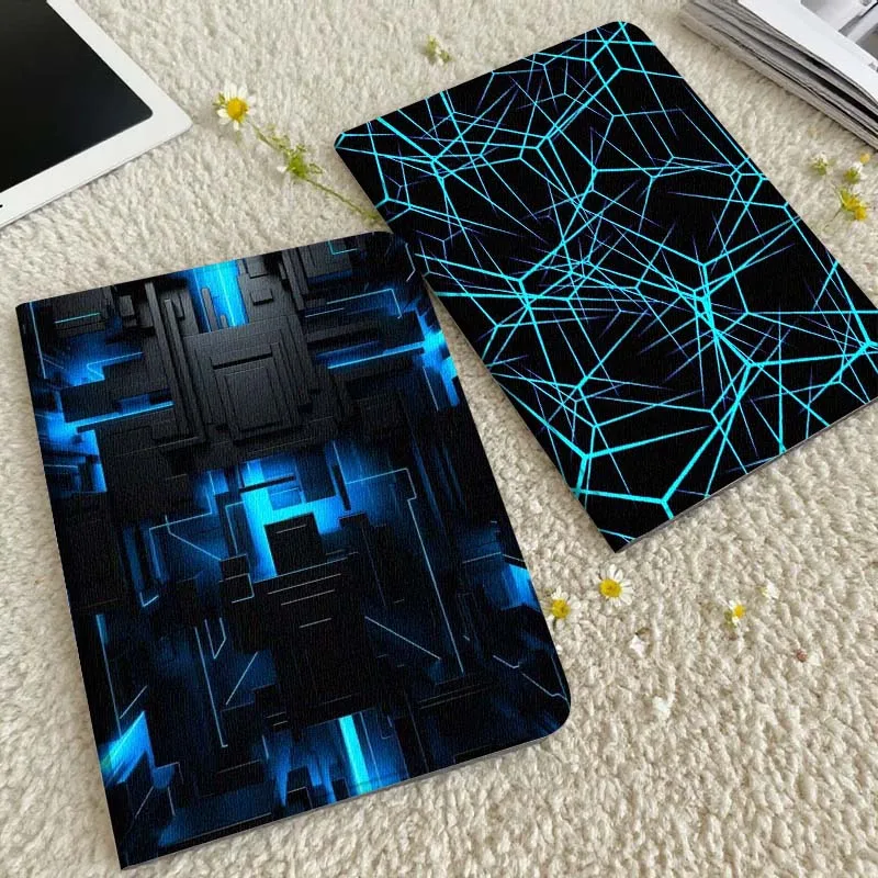 

Neon Tech Grid Pattern Tablet Case For Xiaomi Redmi Mini Pad SE K 2 4 5 6 7 8 2023 2025 11 8.8 11.2 10.1 Pro Gift