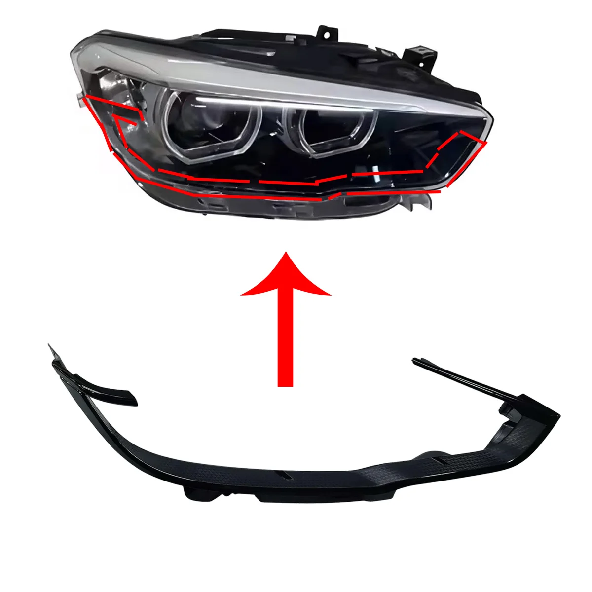Suitable for BMW 1 Series F20 Headlamps Black Lower Trim Strip F20 Headlamp Black Lower Chrome Trim Inner Component