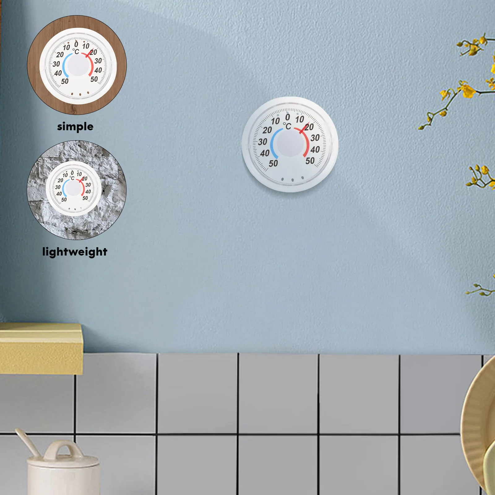 

3Pcs Wall Thermometer with Wooden Board Dual Scale Indoor Temperature Monitor for Cottage Backyard Hospital Reading