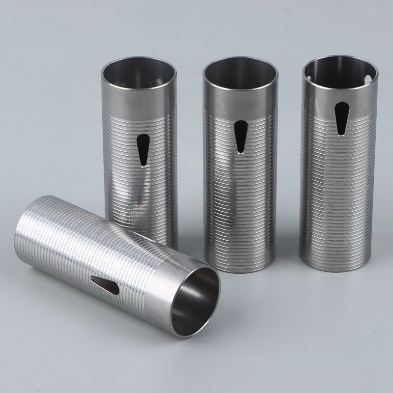 CNC Advanced Stainless Steel Ribbed Heat Dissipation Cylinder For Airsoft Ver.2 Gearbox 80%/70%/60%/50% Sport Toy