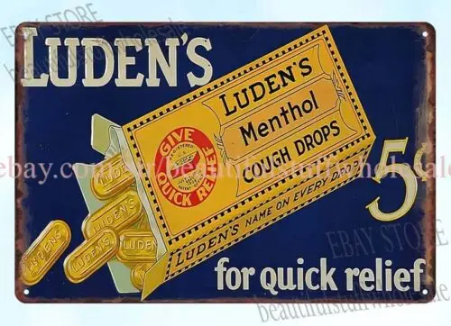 Luden's Cough Drops metal tin sign collectible restaurant wall décor