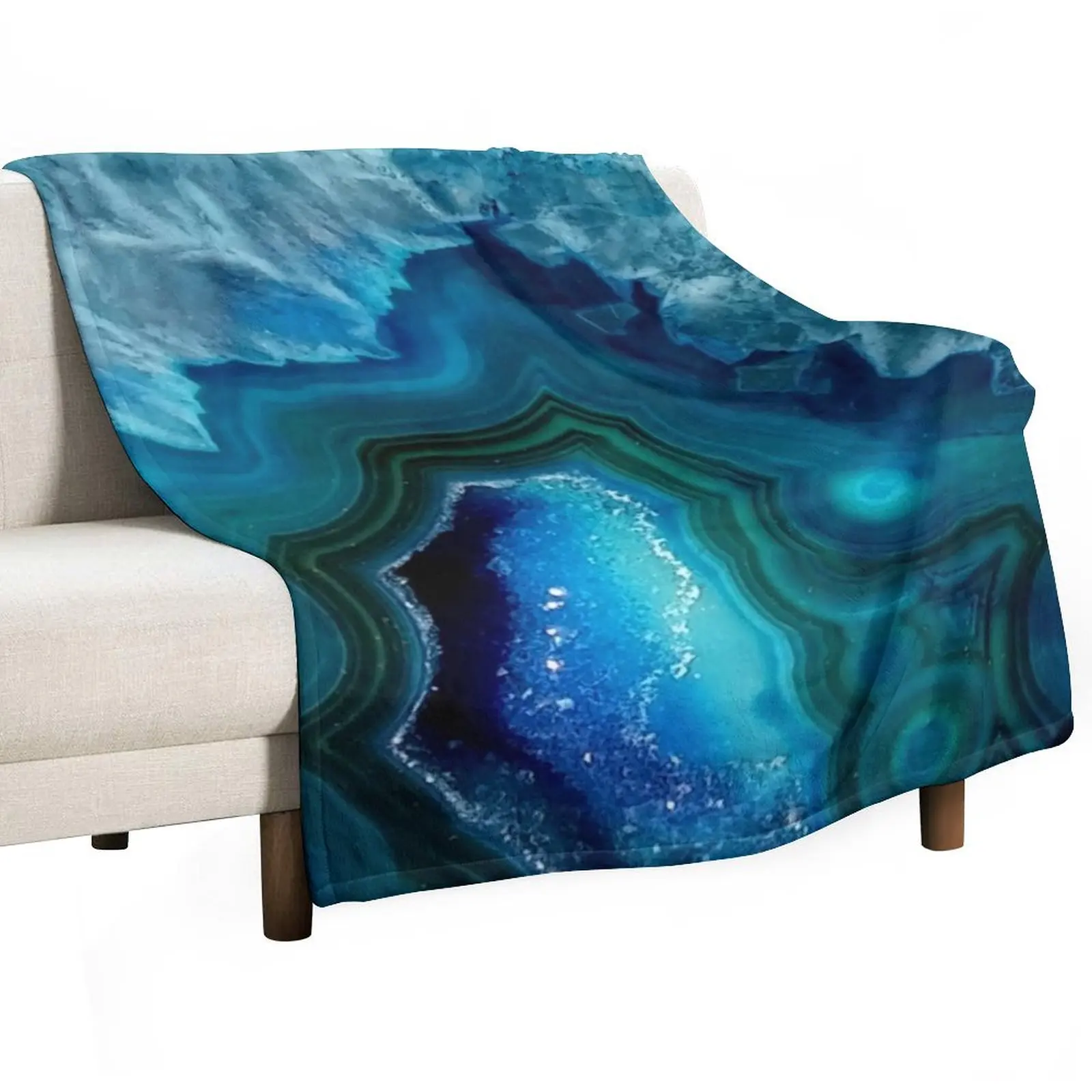 

Teal Blue Agate Throw Blanket Decorative Beds Soft Soft Beds Multi-Purpose Blankets