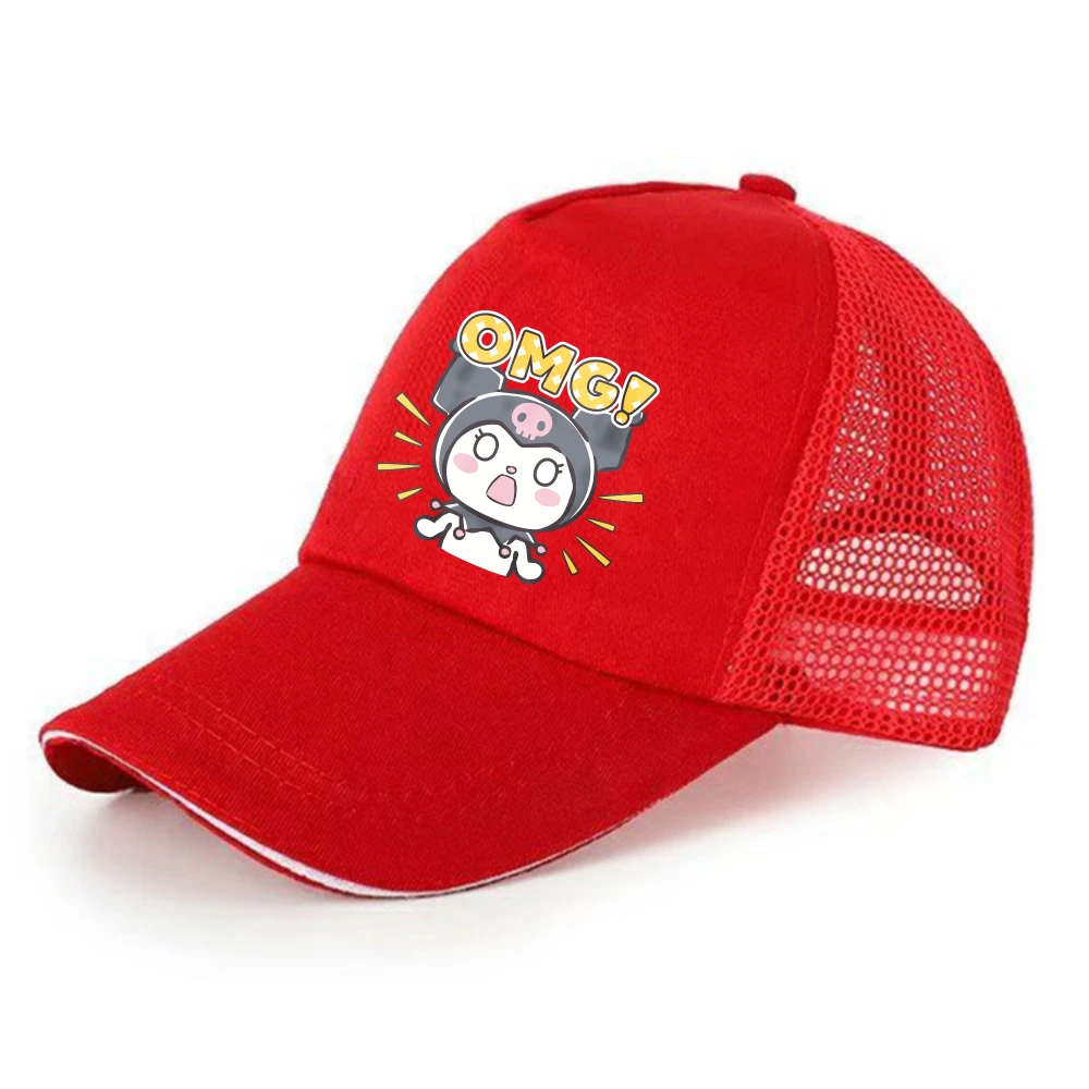 

Sanrio Kuromi, регулируемая детская бейсболка, сетчатая летняя дышащая солнцезащитная кепка для девочек и мальчиков, уличная детская фуражка Snapback, подарок