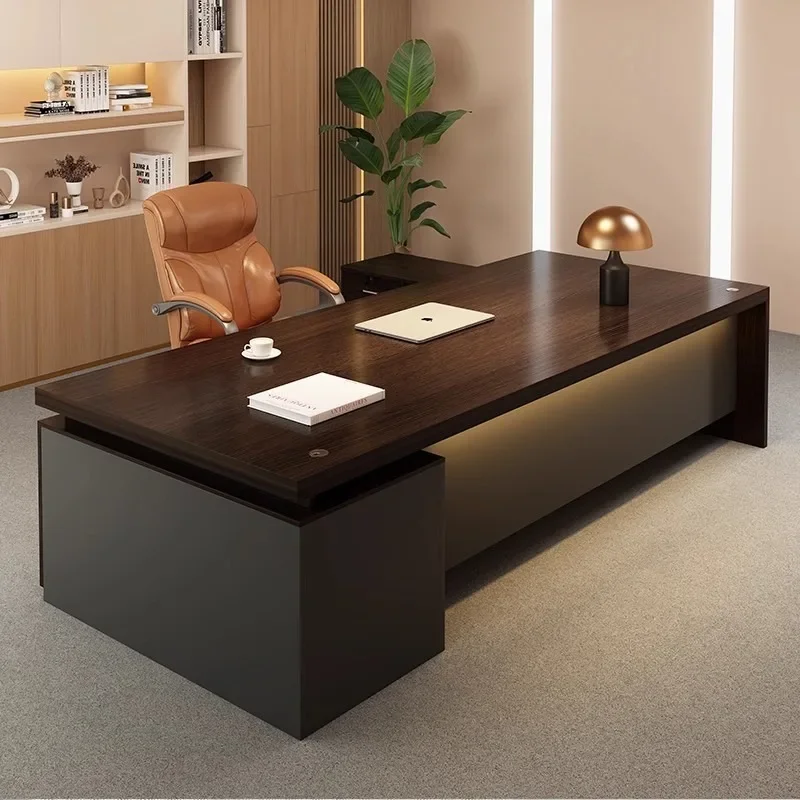 

Desk boss table simple single office and chair combination small with drawers staff computer