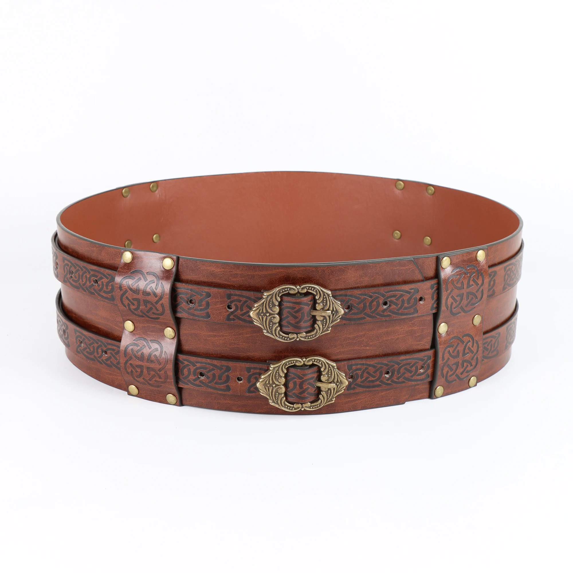 Viking renesansowy pas celtycka szeroki pas skórzany męski średniowieczny pasek przygodowy wojownik z wytłoczonym przebranie na karnawał akcesorium