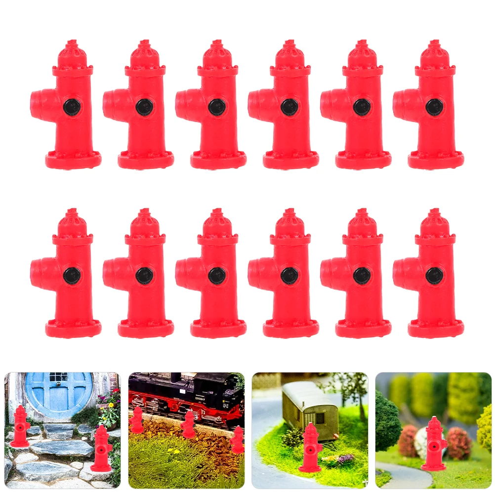 12 Pcs Mini Fire Hydrant Decor Micro Landscape Model Models Simulated Traffic Sign