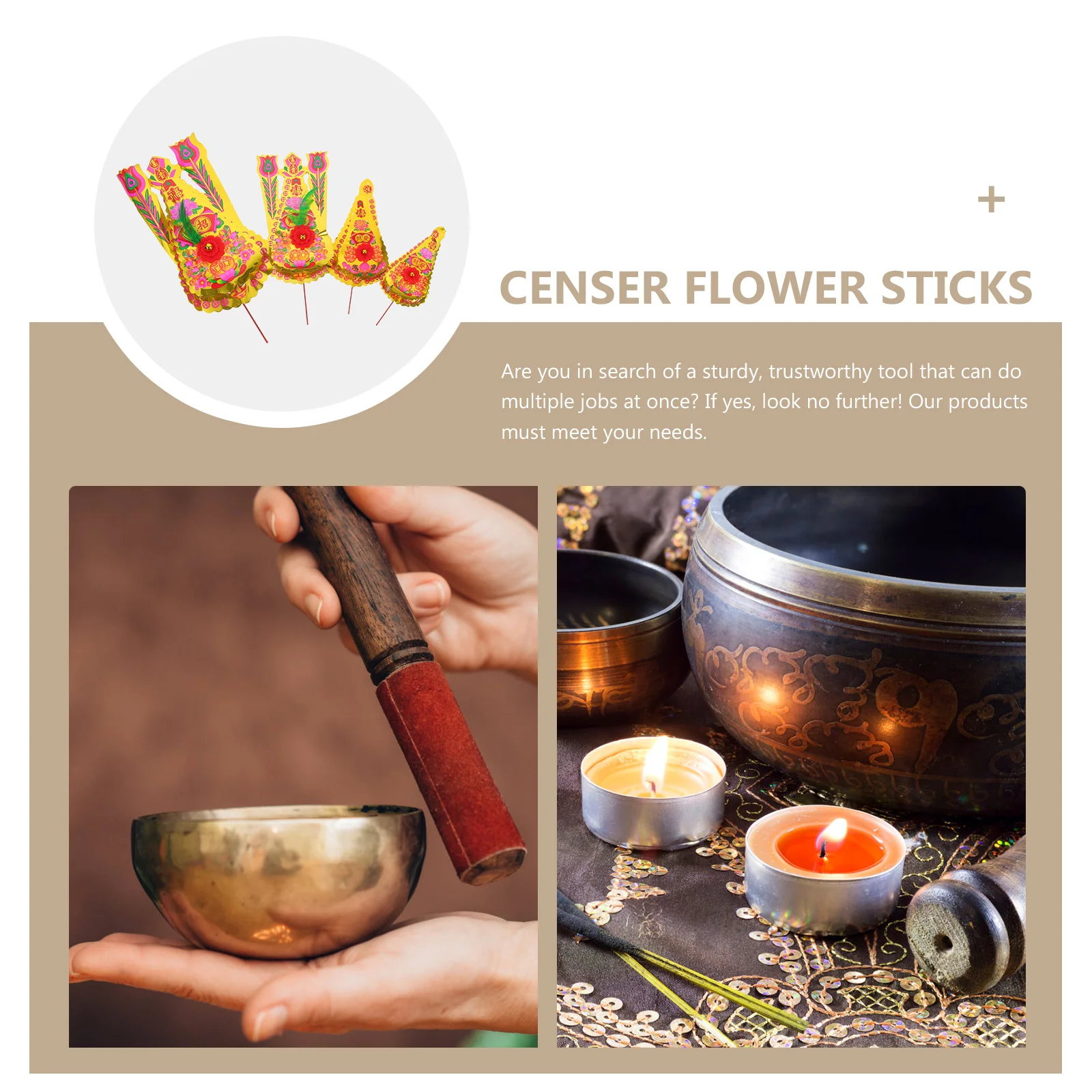

4Pcs Censer Flower Sticks Inserted Flowers Fortune Flower Incense Burner Decors Buddhist Supplies Temple Use Inserted Flowers