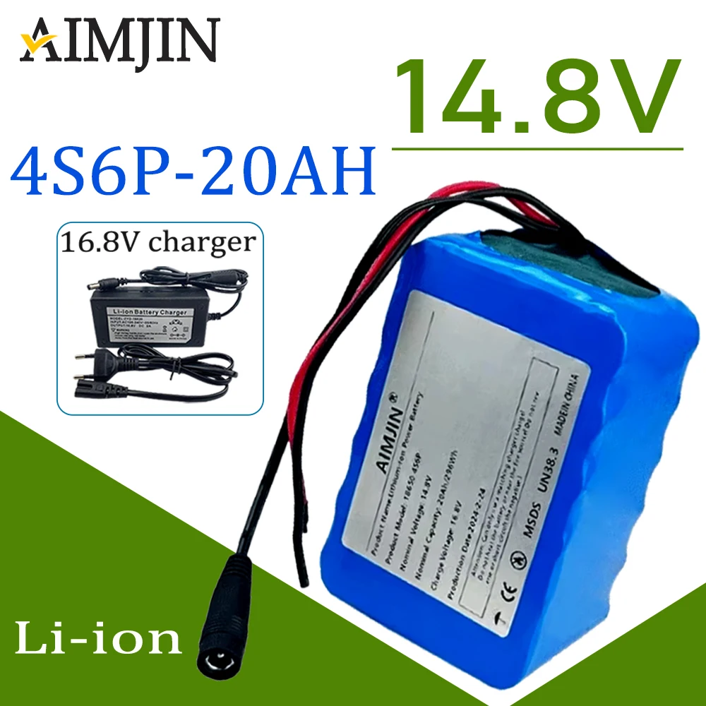 

14.8V 4S6P 100% New 20Ah 18650 Li-iom Battery Pack Night Fishing Lamp Heater Miner's Amplifier Batteries with BMS