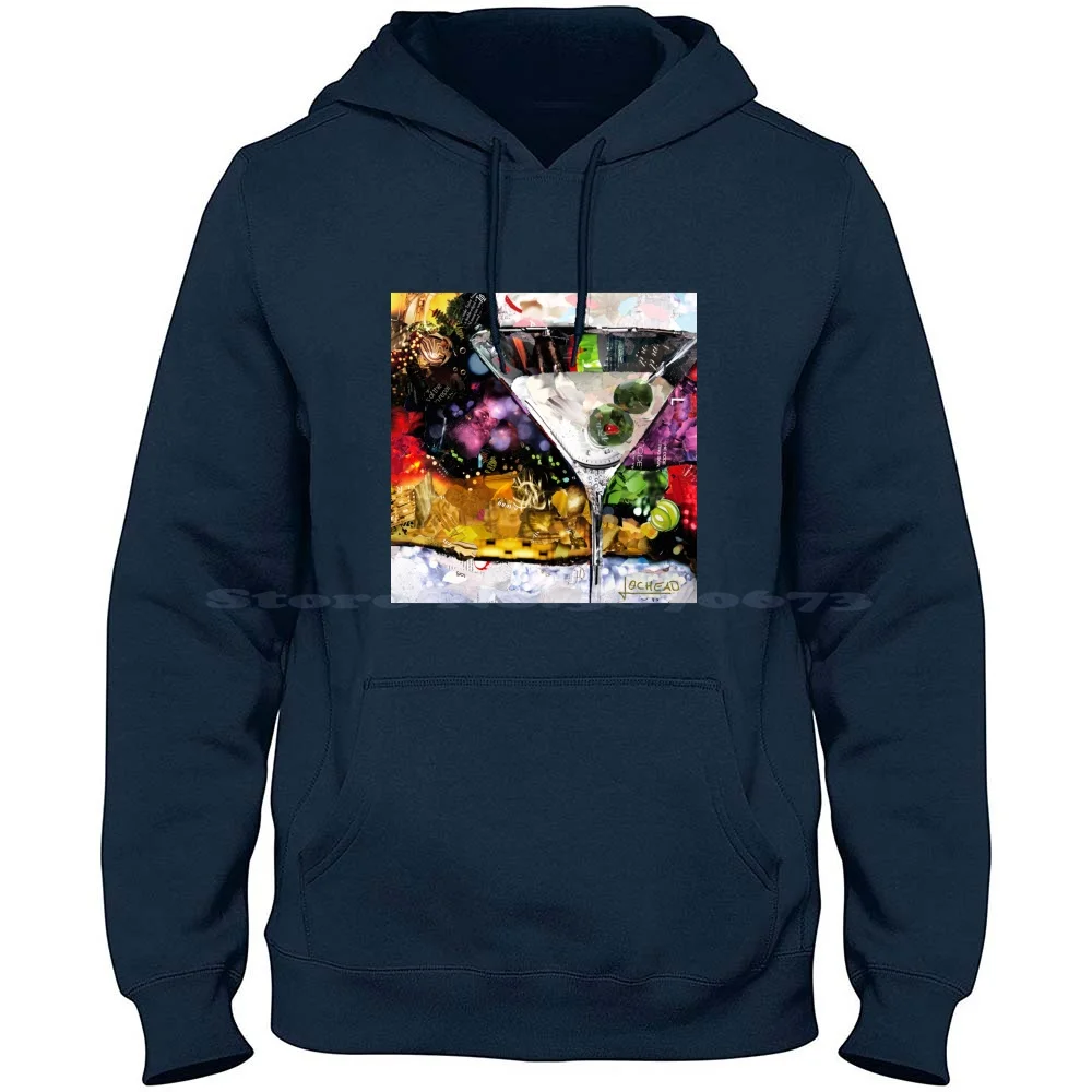 Round Midnight 100% Pure Cotton Hoodie Tshirt Martini Olives Bar Nightlife Seductive Liquor Gin Vodka Dance Collage Recycledart