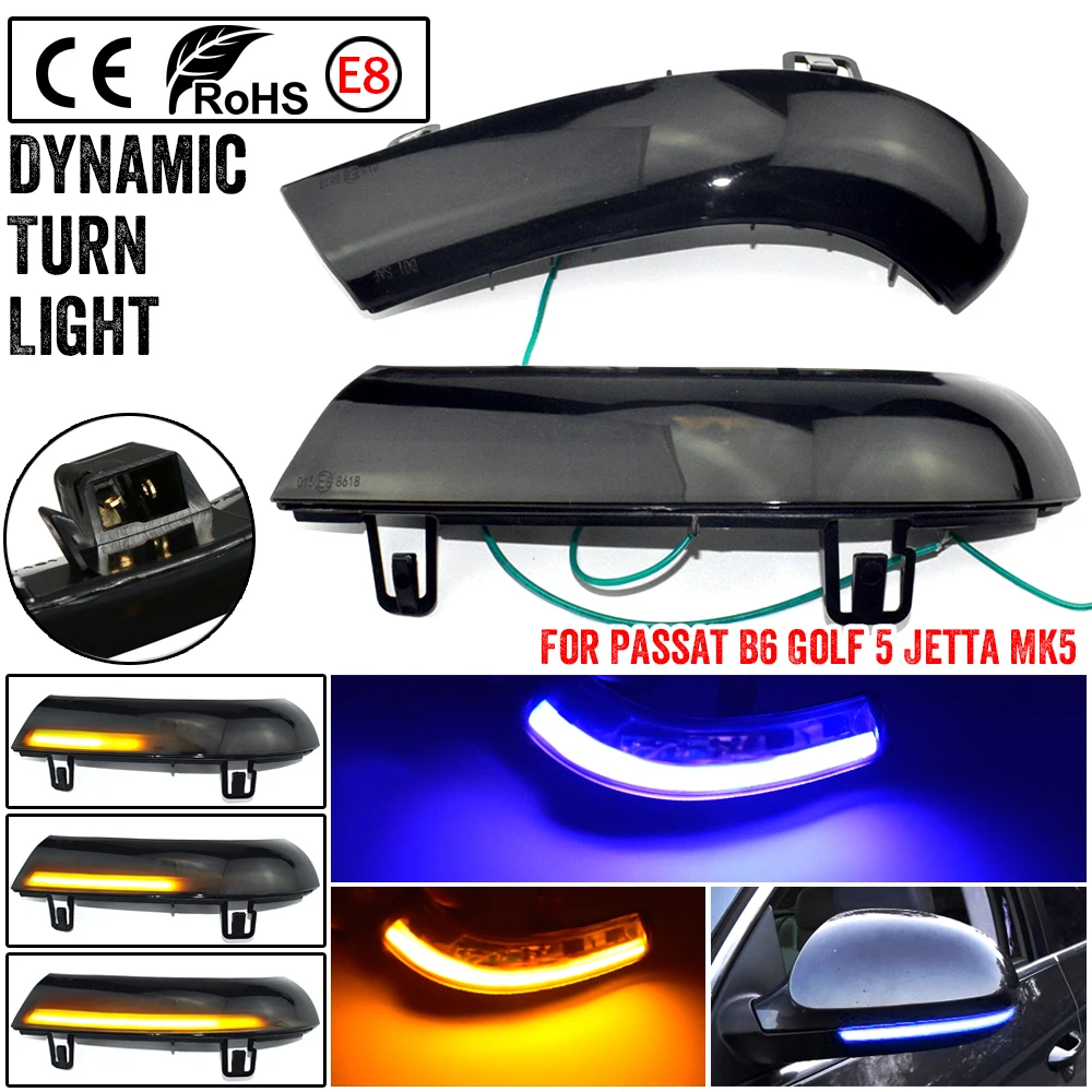 

Dynamic Turn Signal LED Rearview Mirror Indicator Blinker Repeater Light For Volkswagen VW GOLF 5 Jetta MK5 Passat B5.5 B6 EOS