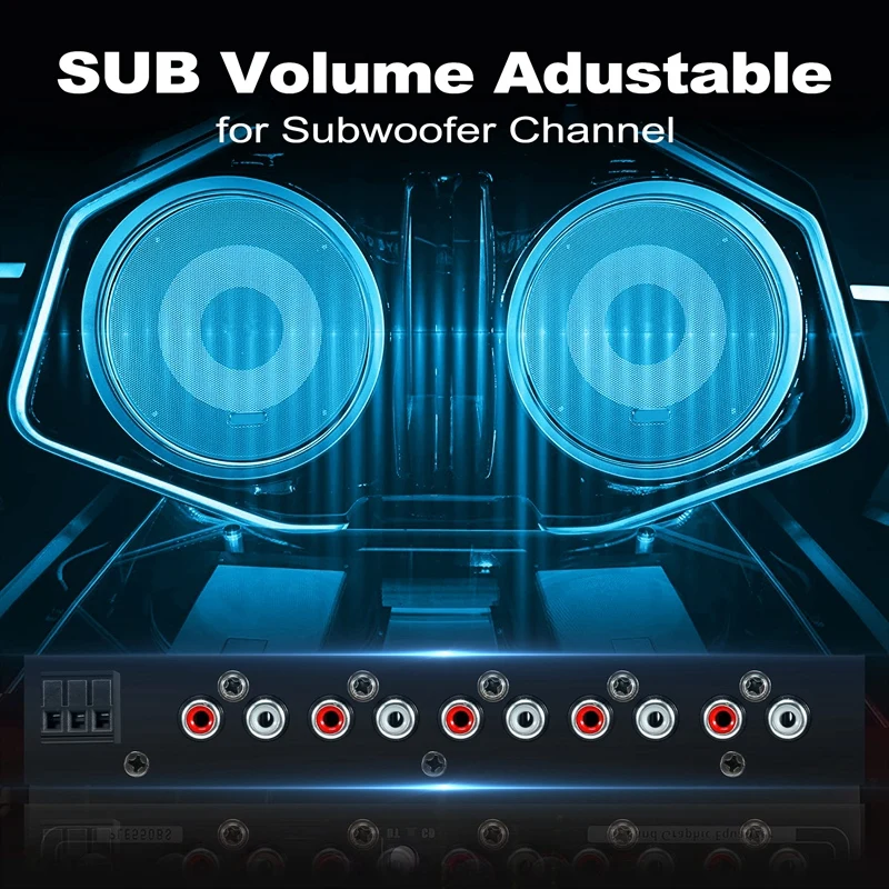 Ecualizador de audio para automóvil, ecualizador gráfico de amplificador de automóvil EQ ajustable con interruptor de selección de entrada CD/AUX, negro