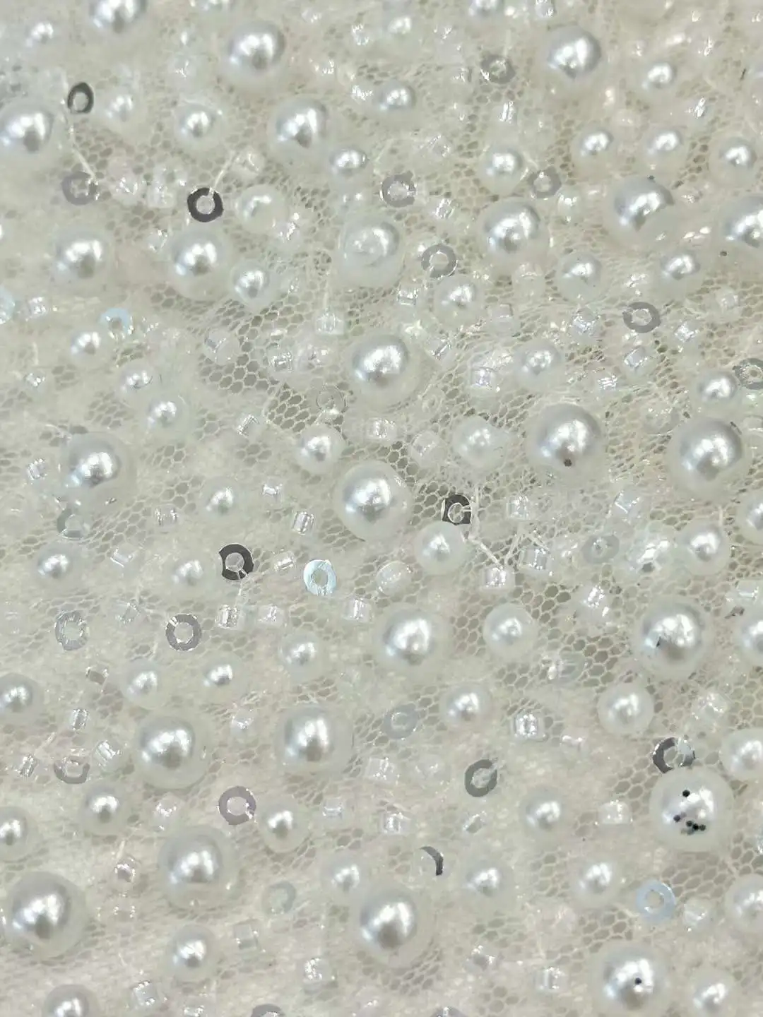 High qualtiy Beads Pearls Embroidery tulle Net African fabric/Heavy/ Beaded  French Yarn lace/For Party dresses/Wedding,