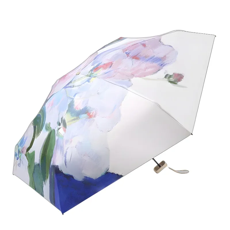 Outdoor Convinient Six Folding Umbrella Women Portable Sun Umbrella Anti UV Storage Case Pocket Umbrellas Sunscreen Parasol