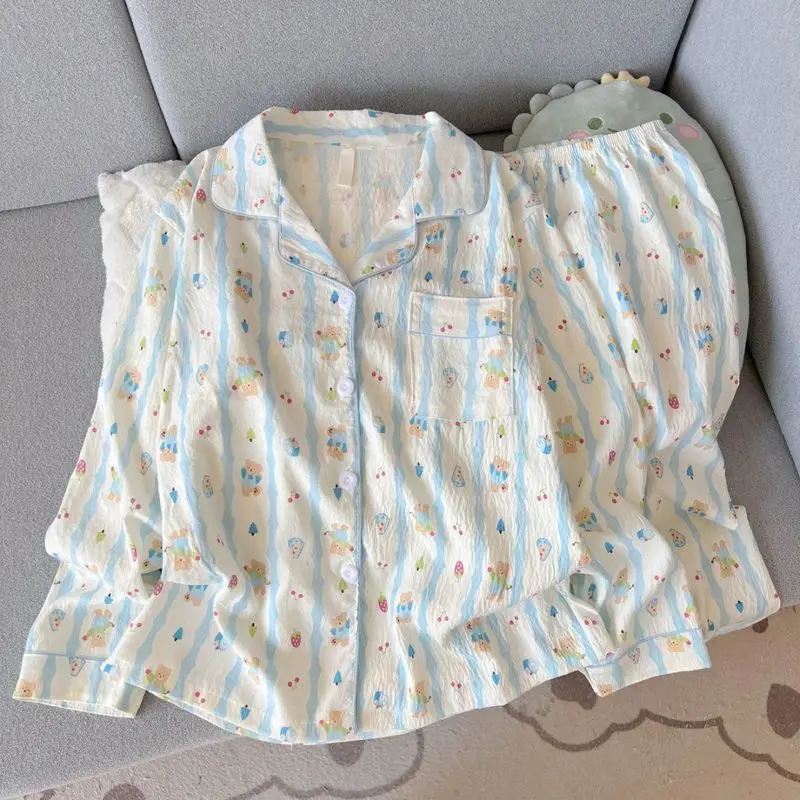Spring and Autumn Pajamas, Women's Long Sleeve Long Pants, Cartoon Cute Beauty Girl Home Clothes Set, Can be worn outside