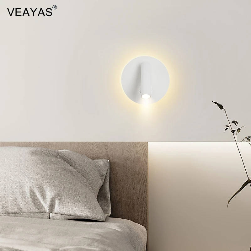 LED Wall Lamp Nordic Modern Minimalist Bedroom Bedside Lamp Creative Staircase Lamp Living Room Rotating Wall Lamp