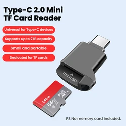 Type-C 2.0 Mini TF Card Reader External Storage Black Stretch for Memory Stick USB C 2.0 For Iphone 17 16 Mini TF Card Reader