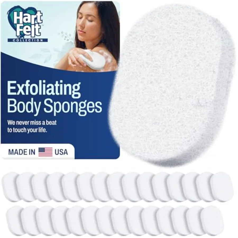 

HartFelt Bath Sponges for Shower Oval Body Wash Scrubber for Exfoliating Skin Clean and Refresh Body Back Arms Chemical-Free Bo