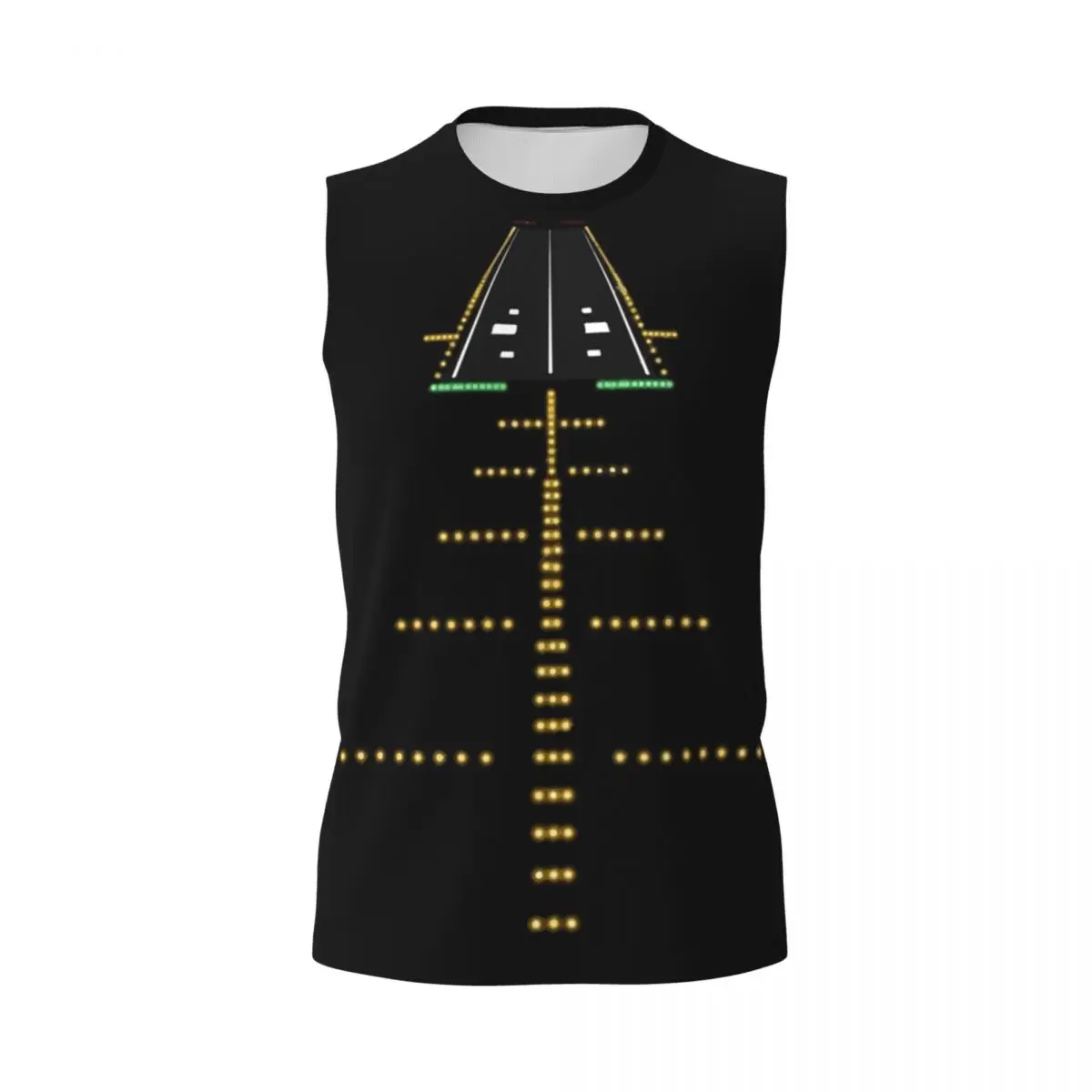 Runway Night View Aviation Airport Lights Men Printed Sleeveless T-shirt Casual Hip Hop Street Style Beach Holiday Tank Tops