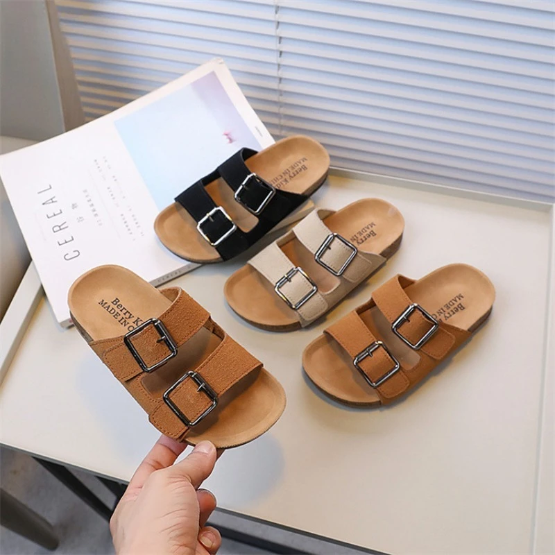 

Children Cork Slippers Fashion 2026 New Summer Sandals Kids Shoes Slip on Child Boys Girls Sandals Flat Comfortable Slippers