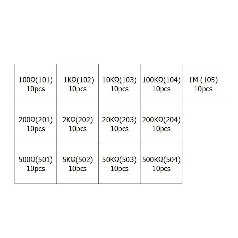 Hot 130Pcs 100 Ohm-500K Ohm Potentiometer Adjustable Resistor Kit