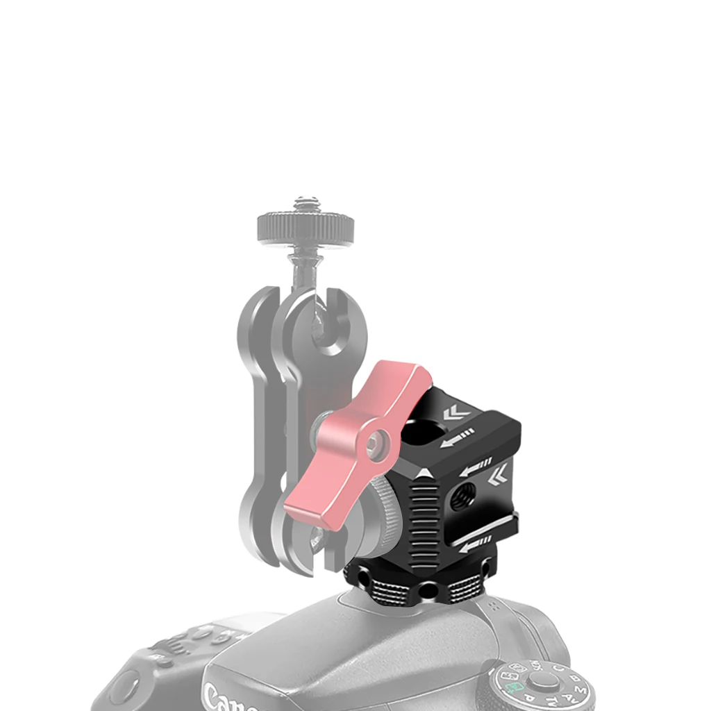 Dreifach-Blitzschuh halterung Adapter Kalt schuh verlängerung halterung Monitor halter Mikrofon füll licht halterung 1/4 Arri-Loch für Kamera käfig Rig – Detail 4