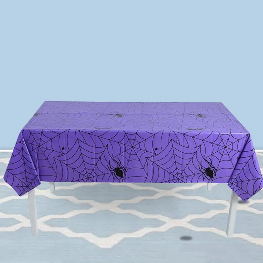 Halloween Theme Party Decor Spiderweb Halloween Tablecloth Set for Home Party Decor Waterproof Plastic for Dining for Halloween