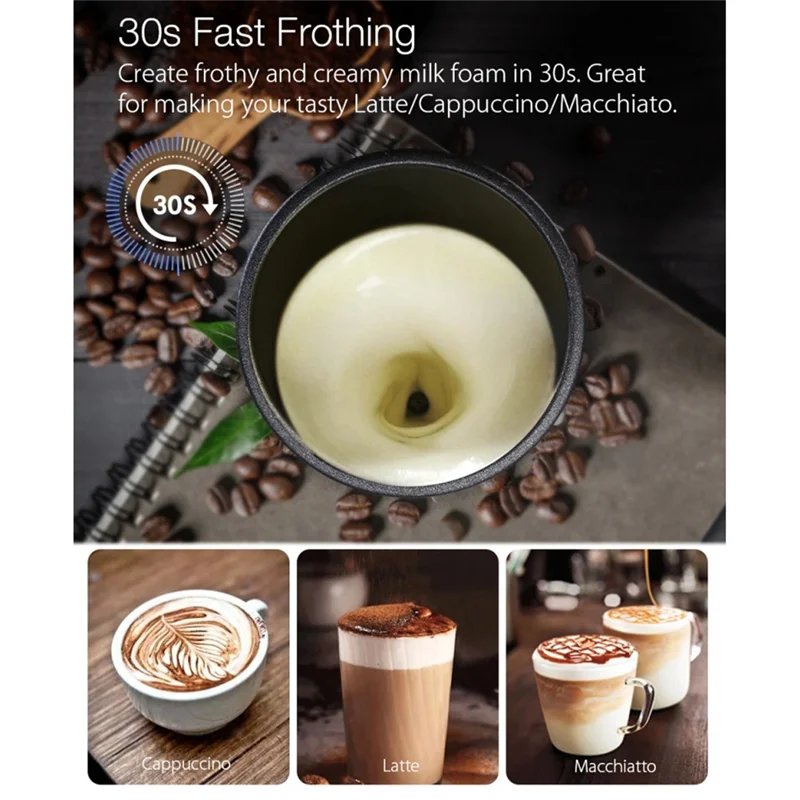 Household Electric Milk Frothers Machine Chocolate Mixer Cappuccino Coffee Latte Mixer Portable Blender - Black EU Plug-T33C