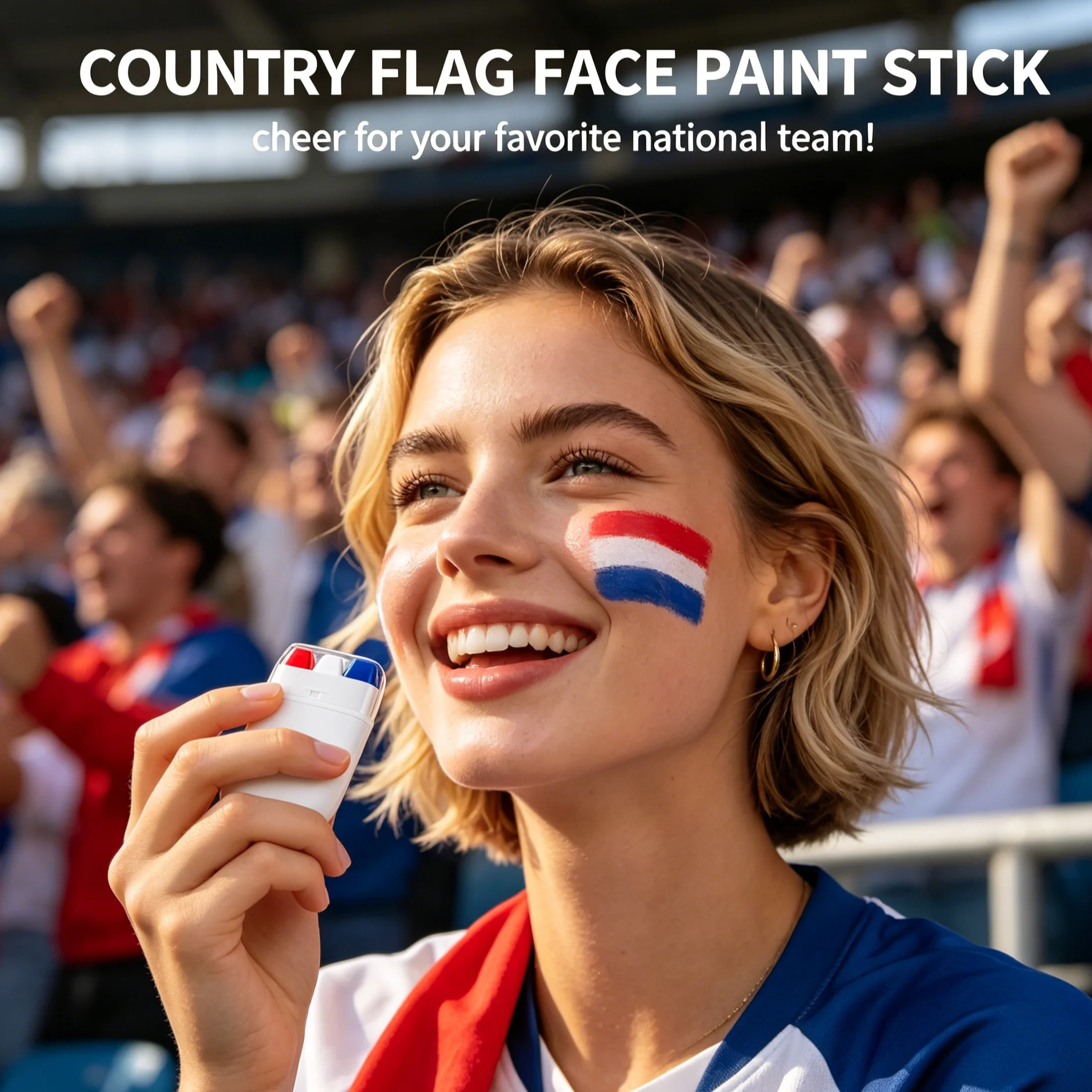Country Flag Face Paint Stick For Football Sport Events Fans Sweatproof High Pigment 3-Color National Flag Human Body Painting