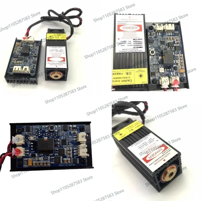 Actual measured power 7000mw laser module 7w high-power 445nm blue light engraving machine accessory 12vttl