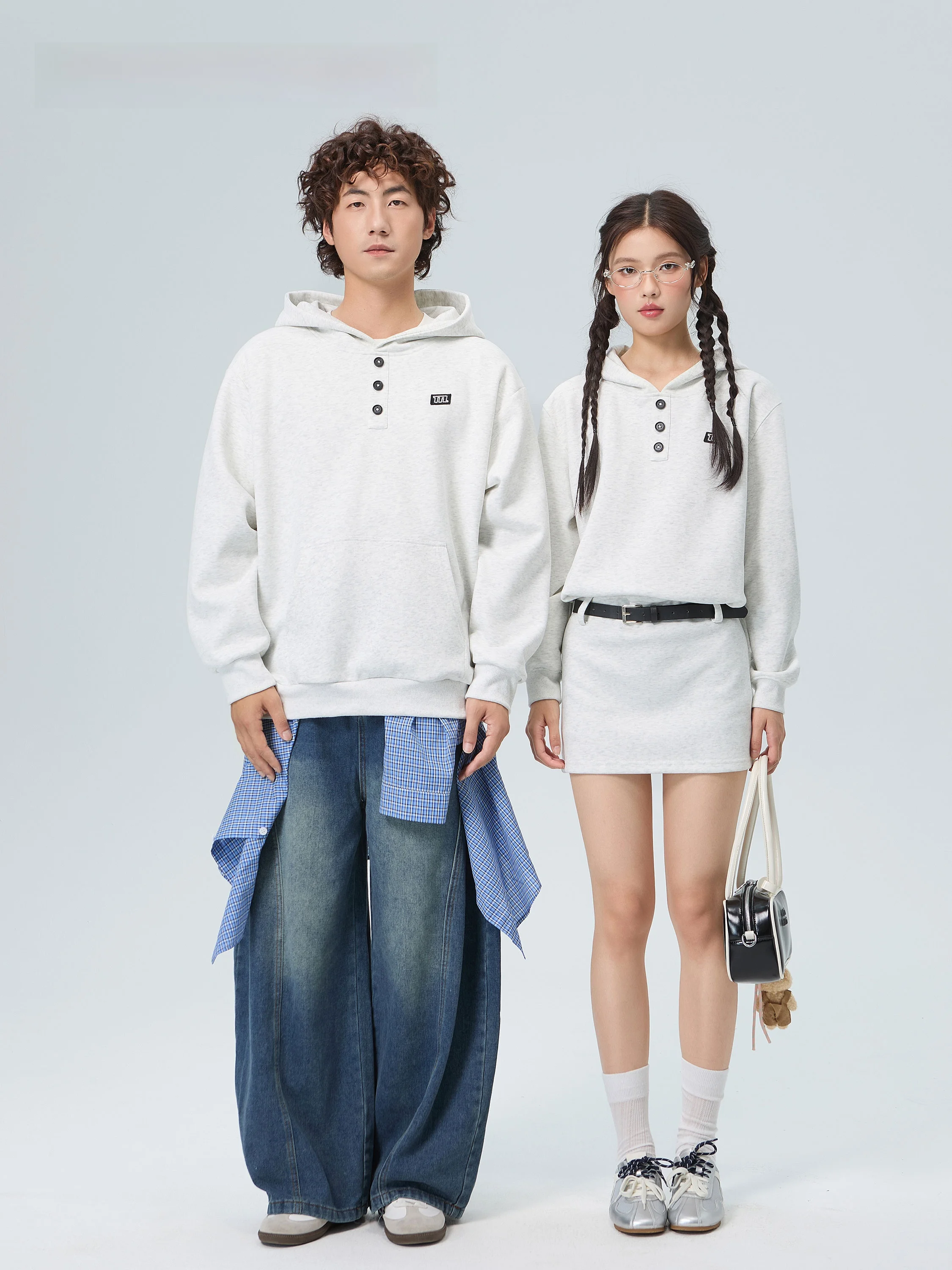 Couple Matching Hooded Dress Jacket Women's Style One Dress One Skirt Outerwear Autumn Winter New Arrival by Zhang Guiyuan