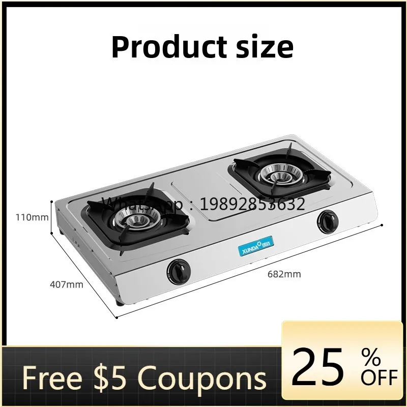 

ZZ Gas Stove Countertop Double Burner Natural Gas Household High Flame Stove T2/106
