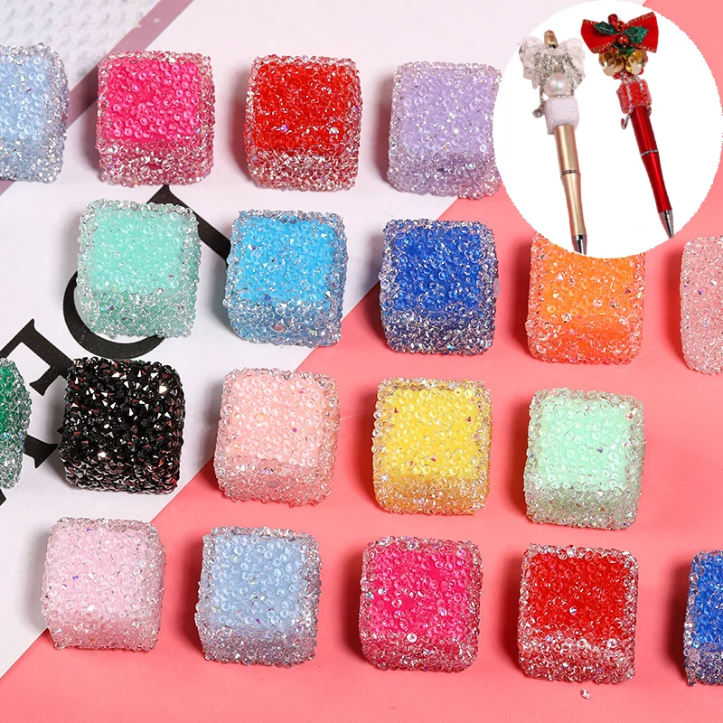 17mm błyszczący diamentowy kolor cukierków miękki cukrowaty koralik do robienia biżuterii DIY długopis łańcuszek do telefonu kolczyki naszyjnik słodkie śliczne luźne koraliki