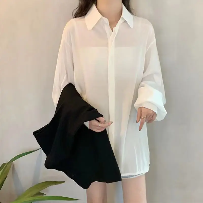 Shirt +Vest Set Big Size Women Clothing Loose Long Sleeve Shirts Lady Autumn Spring Oversize Female Blouses Tops Girls Clothes