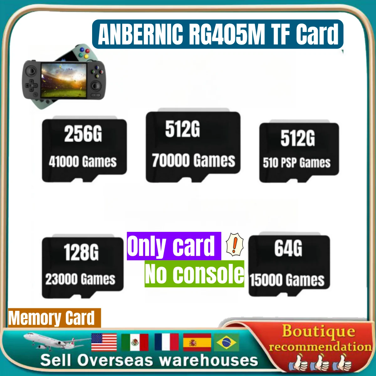 512G ANBERNIC RG405M TF Card Video Game Consoles Game Memory Cards Pre-install Retro Games PS2 MAME PSP Classic Mini 70000 Games